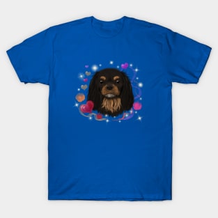 Black and Tan Cavalier King Charles Spaniel Love Design T-Shirt